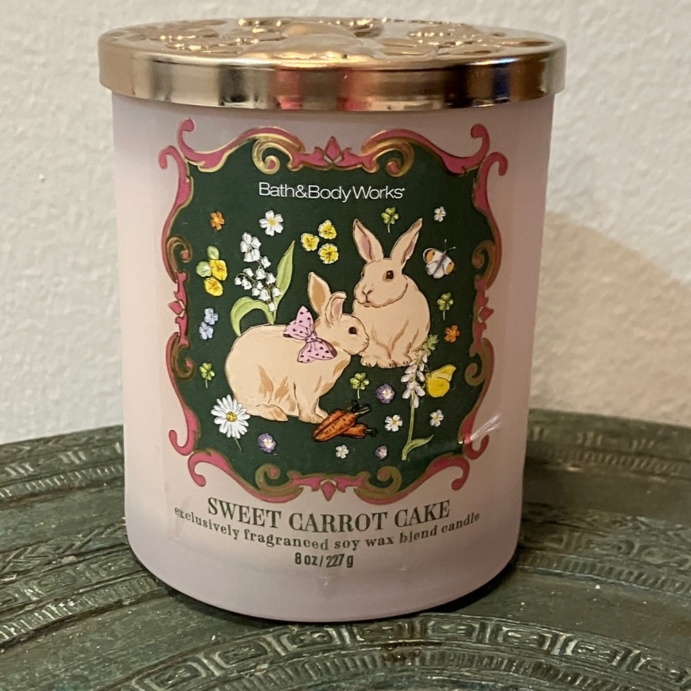 Bath & Body Works Pink & Green Sweet Carrot Cake Candle